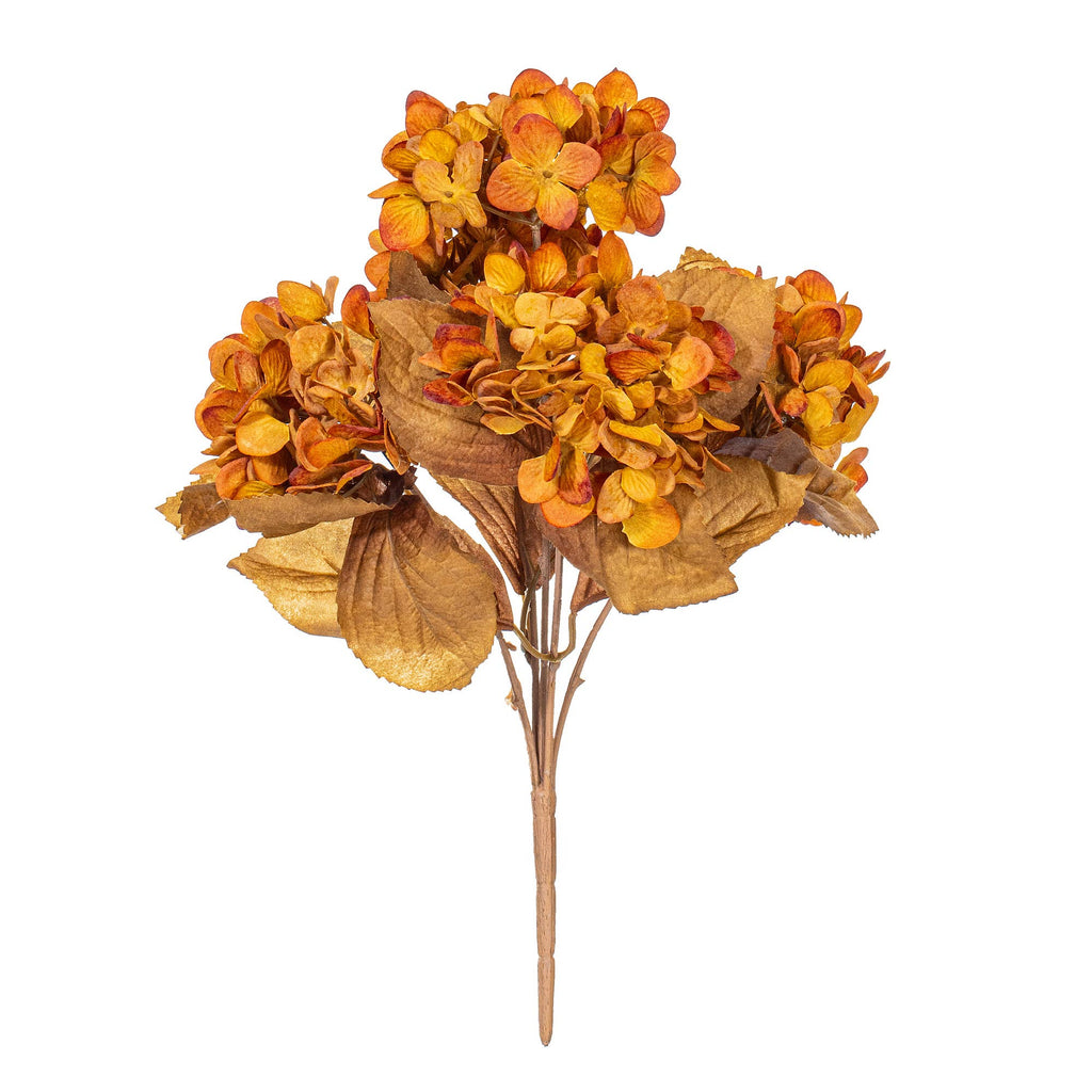 Vickerman 16.5" Yellow/Brown Hydrangea Bush 2/Bag: Yellow/Brown / Polyester, Plastic, Iron / 16.5"