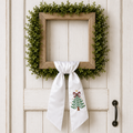 Wreath Sash Embroidered | Christmas Tree with multi-color bow: No / Burlap