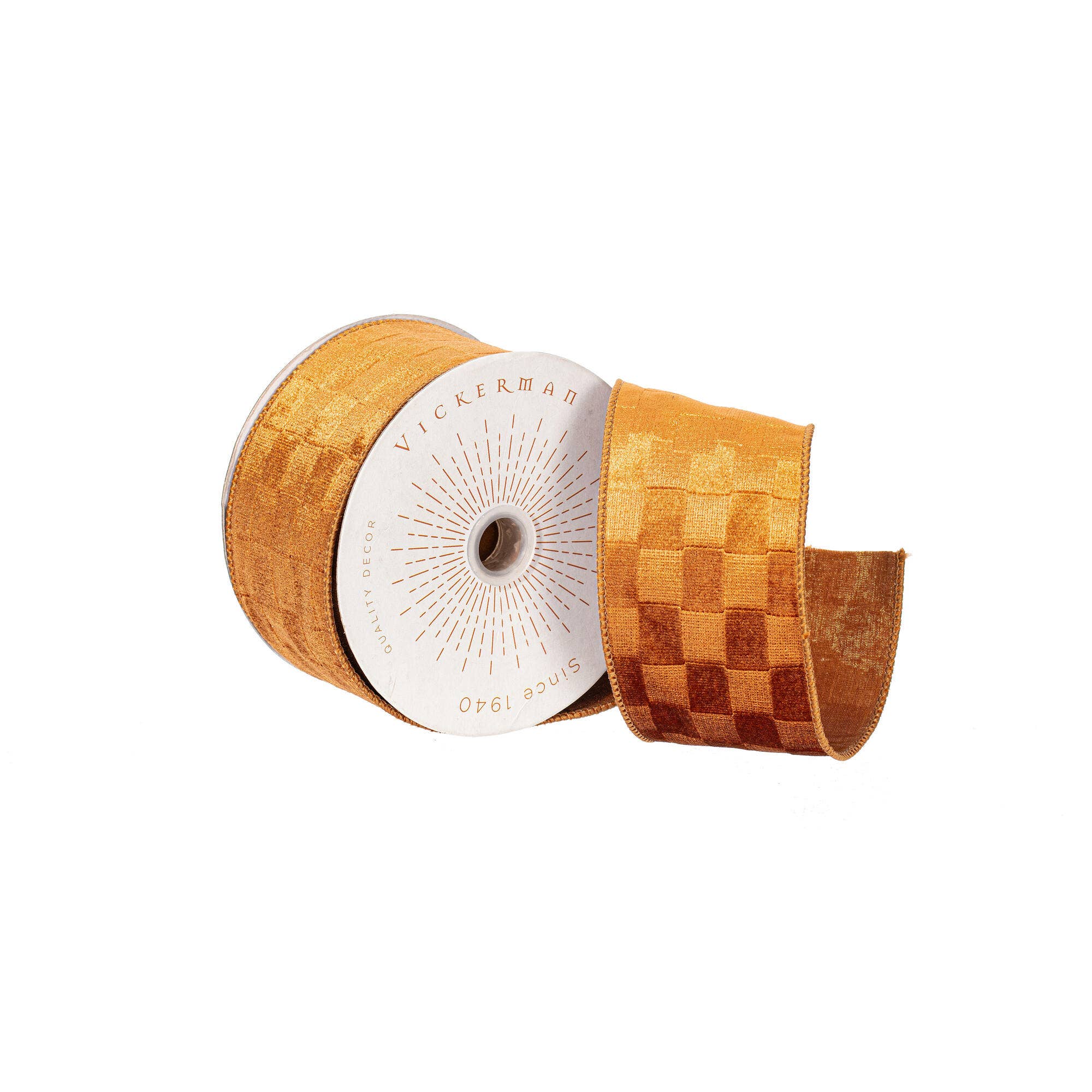 2.5"x10yd Mocha Velvet Checkered Satin: Mocha / Polyester 50%, Nylon 50% / 2.5"x10yd