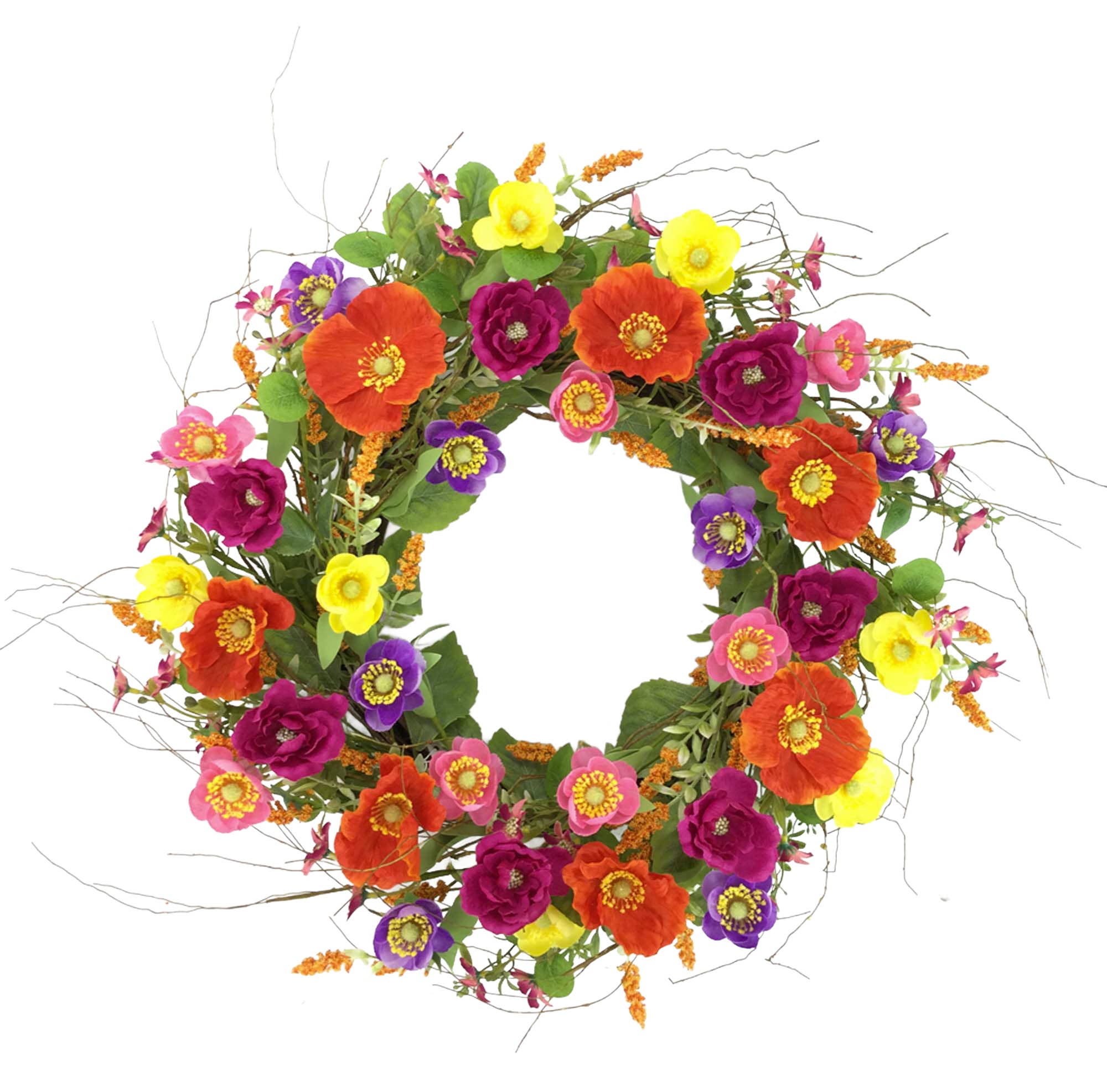 Mixed Poppy Wreath, #PM3636