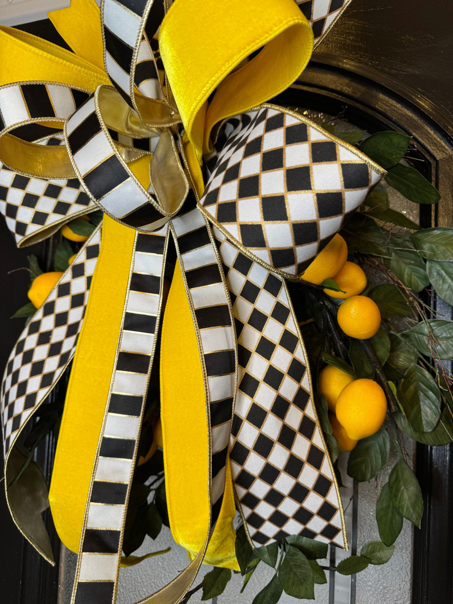 Lemons Love Checkers Bow and Wreath