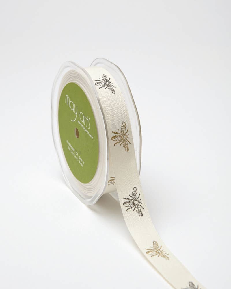 3/4" Bee Print 100% Cotton Ribbon