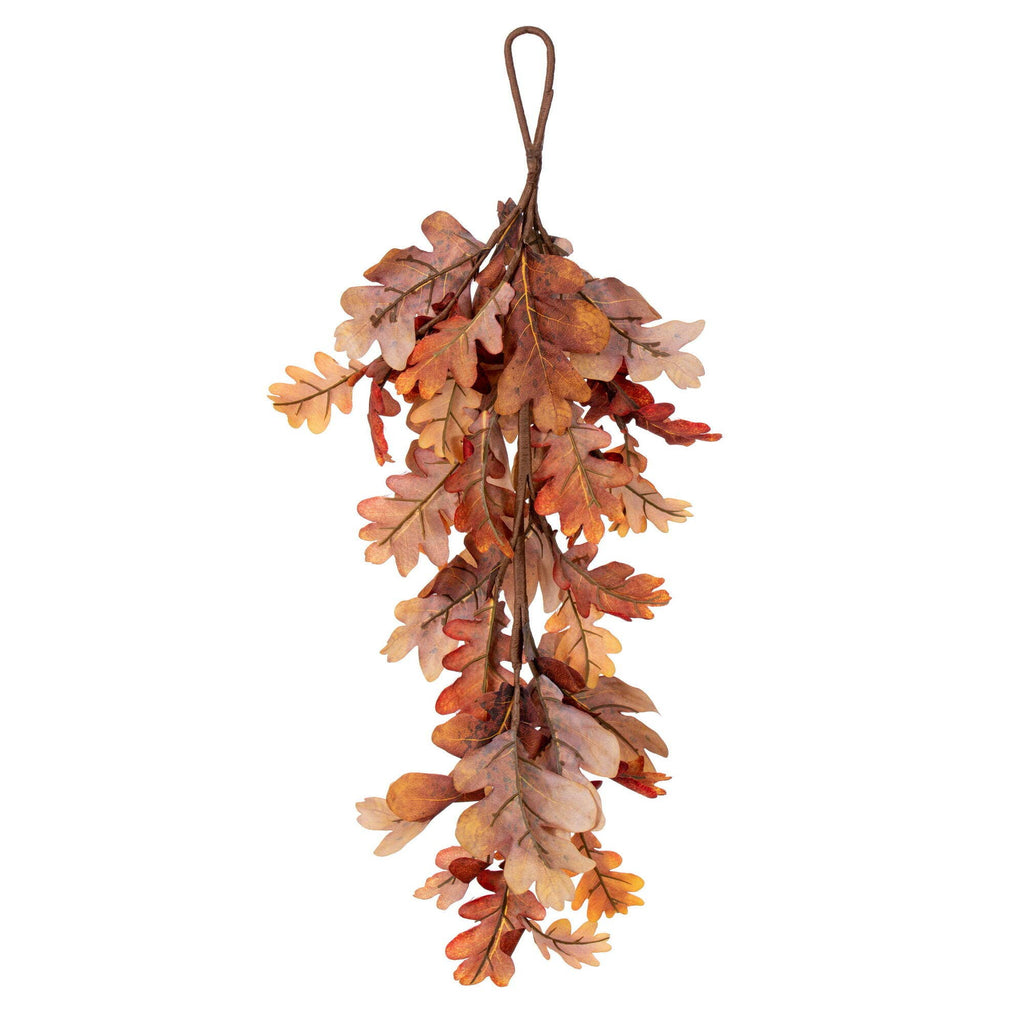 Vickerman 35" Orange Oak Leaf Tear Drop: Orange / 70% Polyester, 30% Plastic / 35"