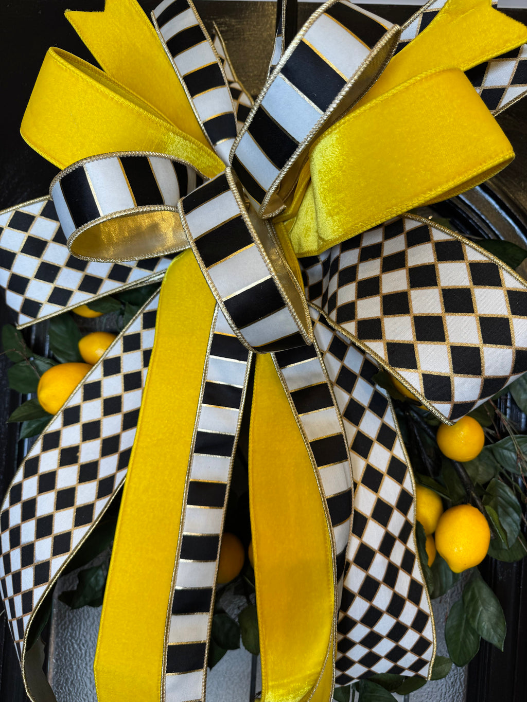 Lemons Love Checkers Bow and Wreath