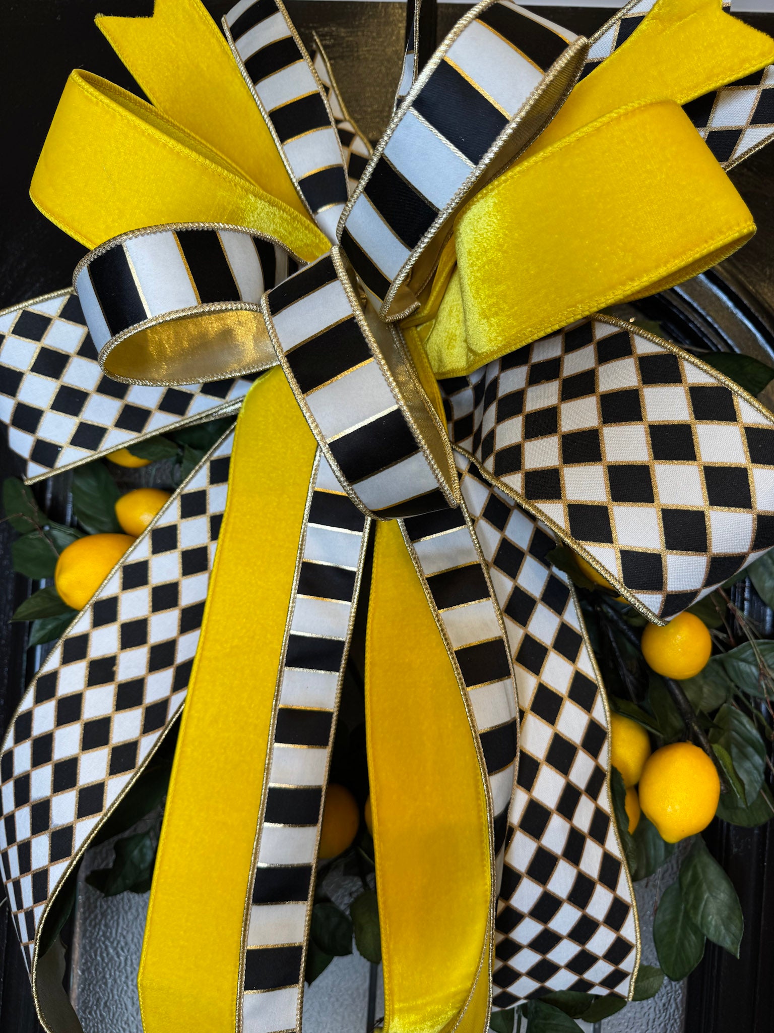 Lemons Love Checkers Bow and Wreath