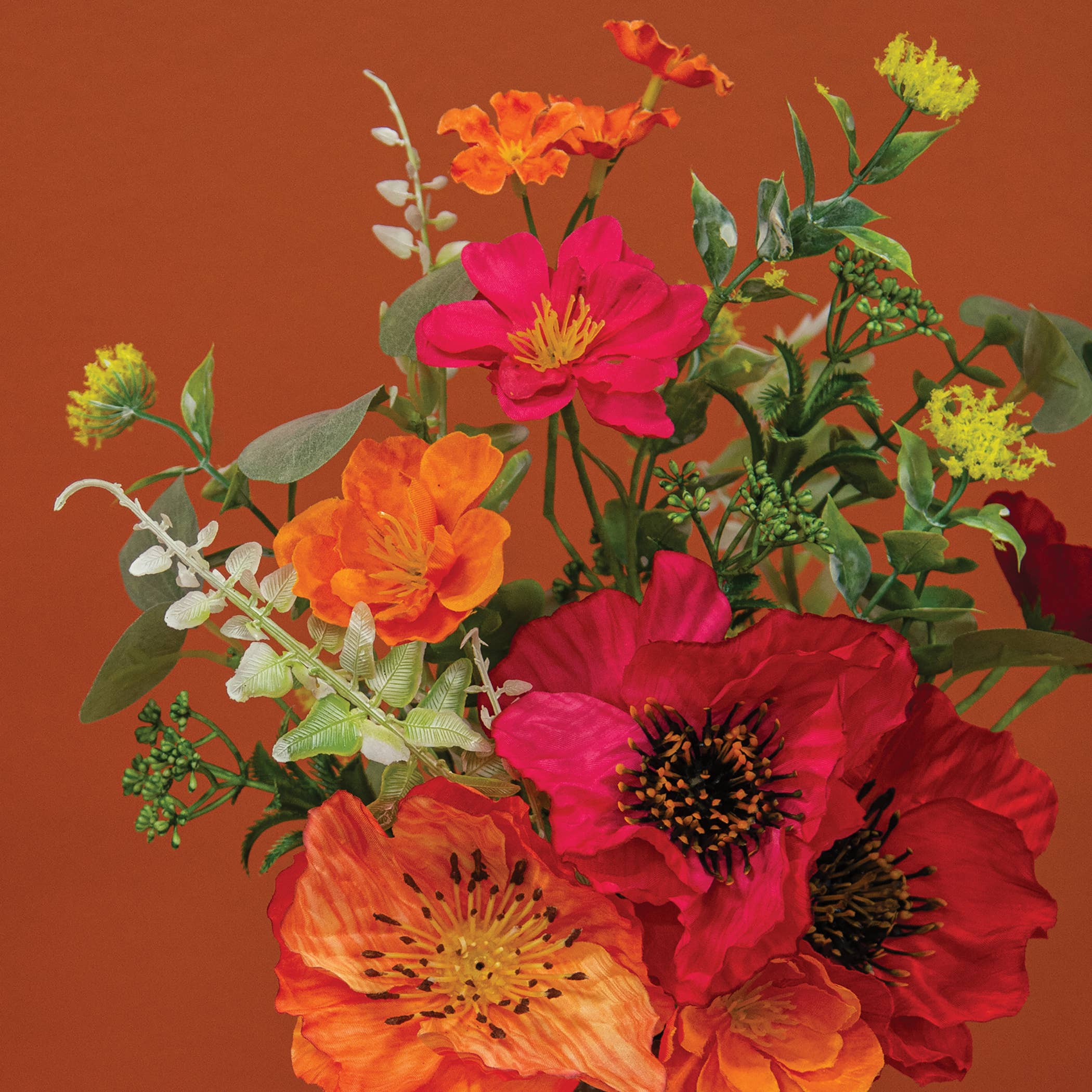 Sunset Poppy & Blooms Spray - 20 In