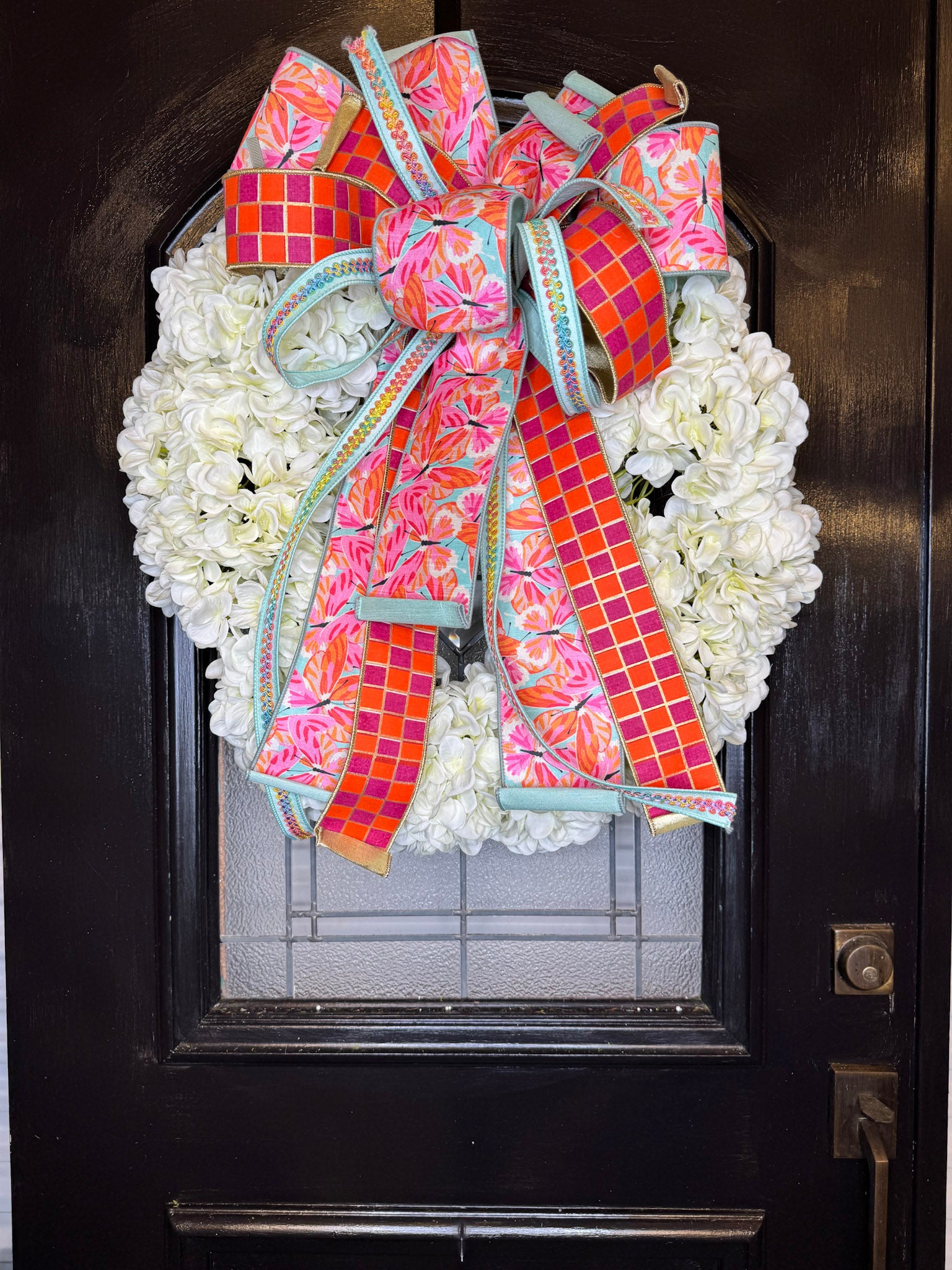 Butterflies All Around Bow and Hydrangea Wreath