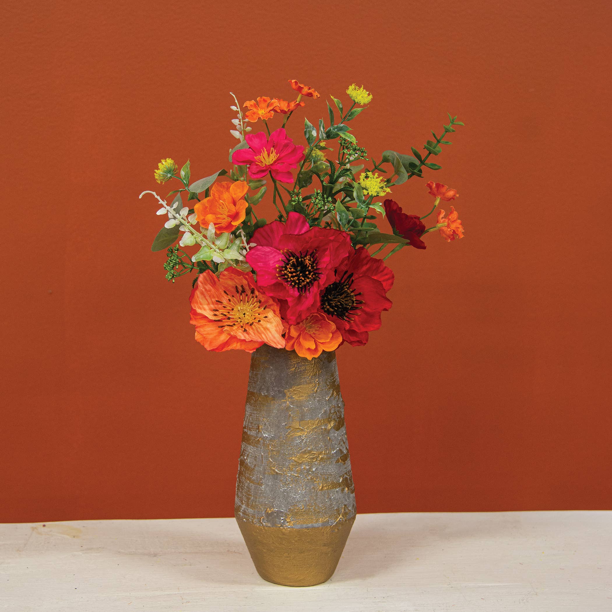 Sunset Poppy & Blooms Spray - 20 In