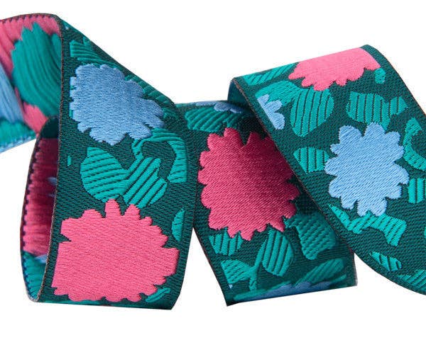 Coral & Blue Simply Bold Floral 7/8"