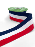 2" Red, Blue, White Woven Modern Stripe Grosgrain Ribbon