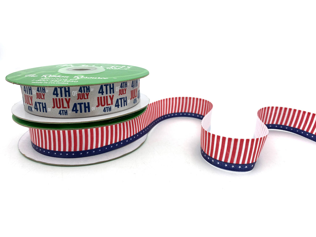 ~7/8" Satin American Flag Ribbon
