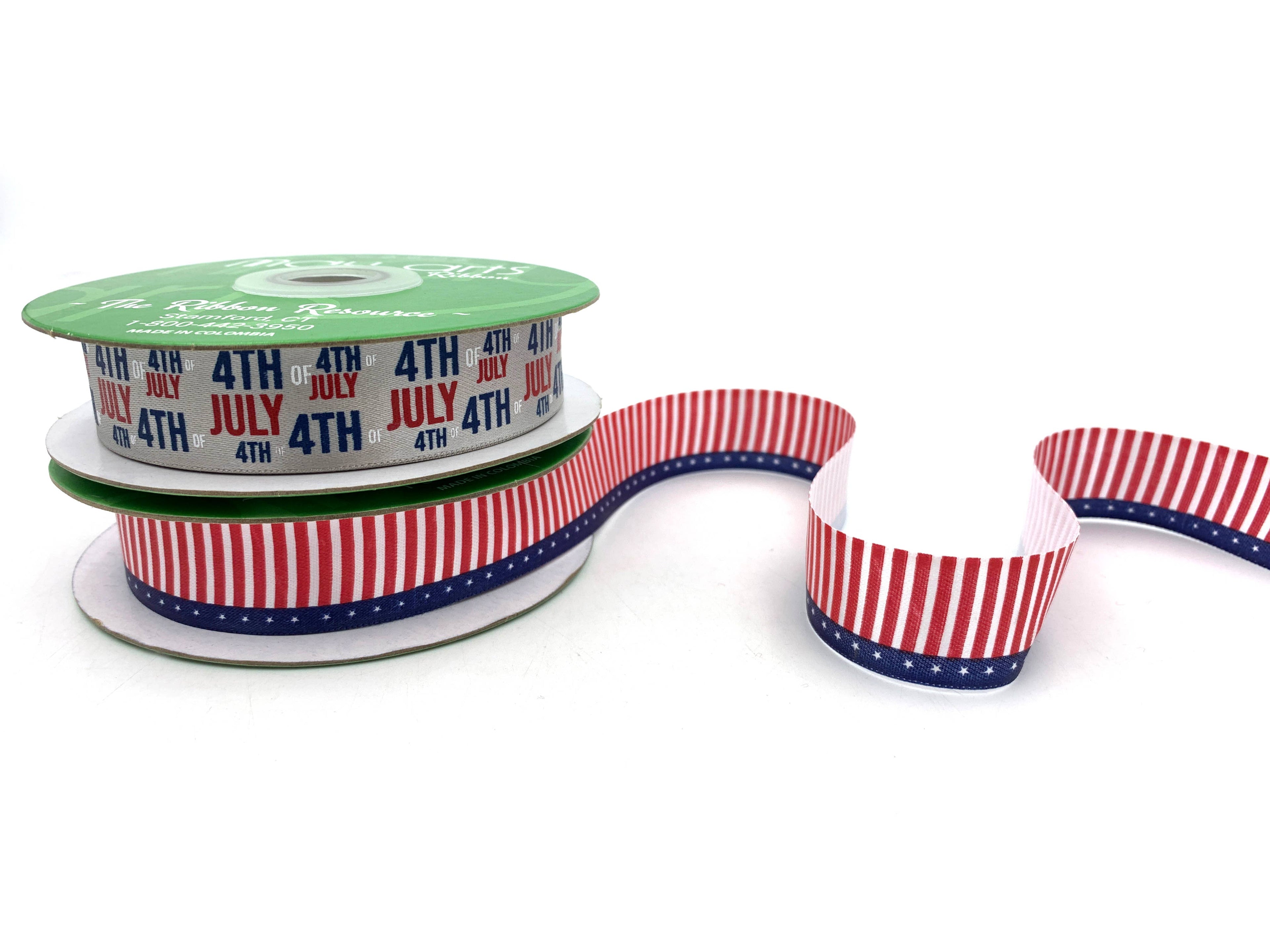 ~7/8" Satin American Flag Ribbon