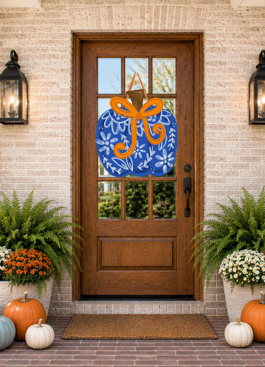 Blue Chin Pumpkin Door Hanger