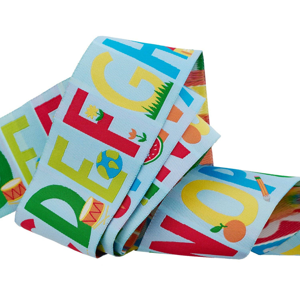 My ABC's in Bright Sky - 2" width - Back to School by Stacy Iest Hsu - 15 Yard Spool