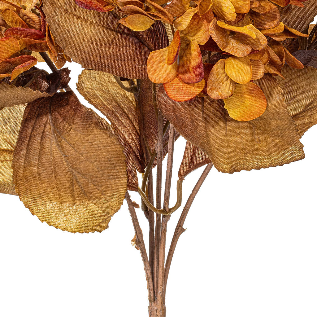 Vickerman 16.5" Yellow/Brown Hydrangea Bush 2/Bag: Yellow/Brown / Polyester, Plastic, Iron / 16.5"