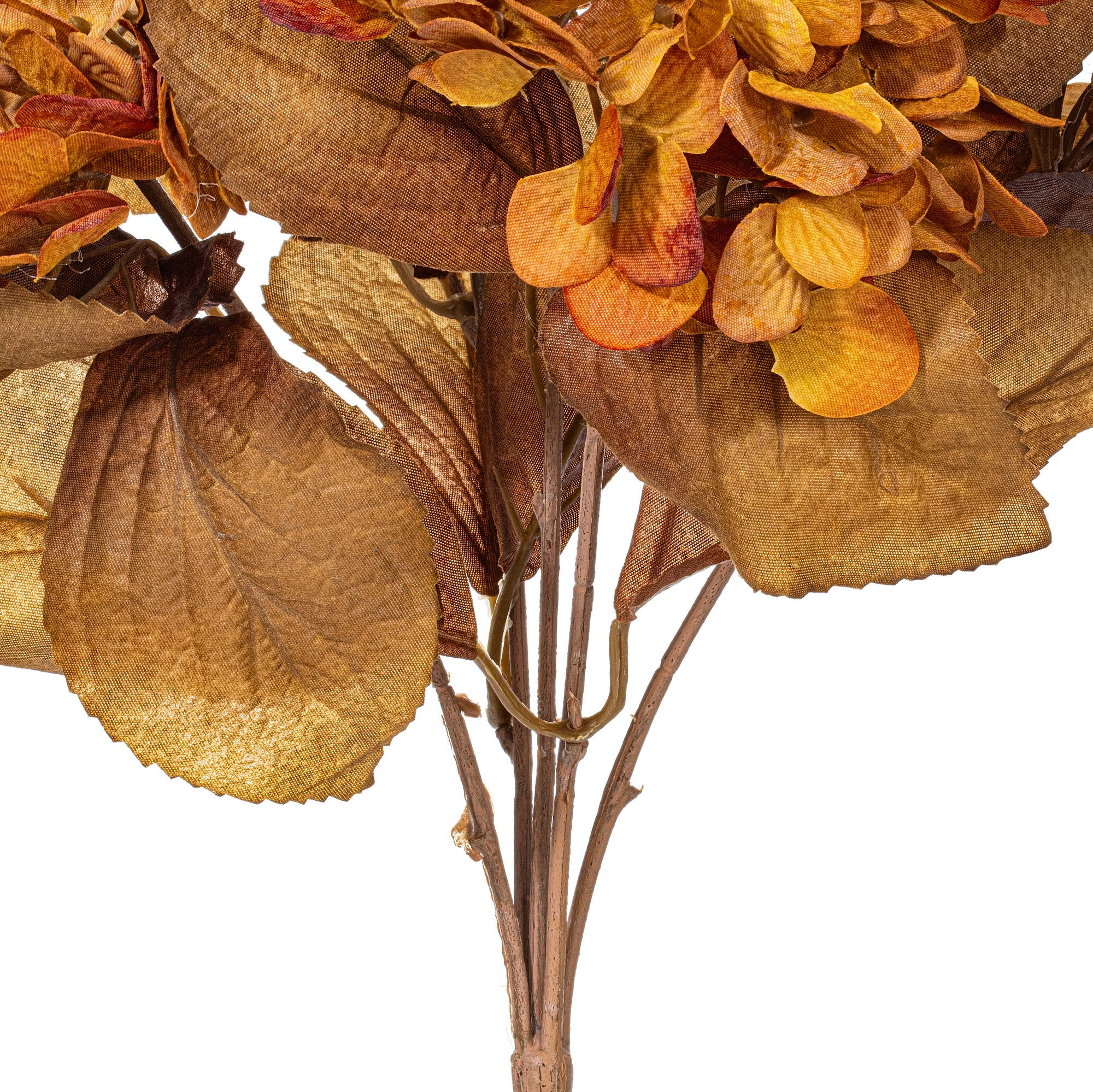Vickerman 16.5" Yellow/Brown Hydrangea Bush 2/Bag: Yellow/Brown / Polyester, Plastic, Iron / 16.5"