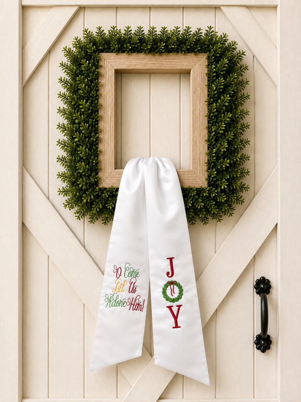 Oh Come Let Us Adore Him | Joy  | Wreath Sash: Cotton - White
