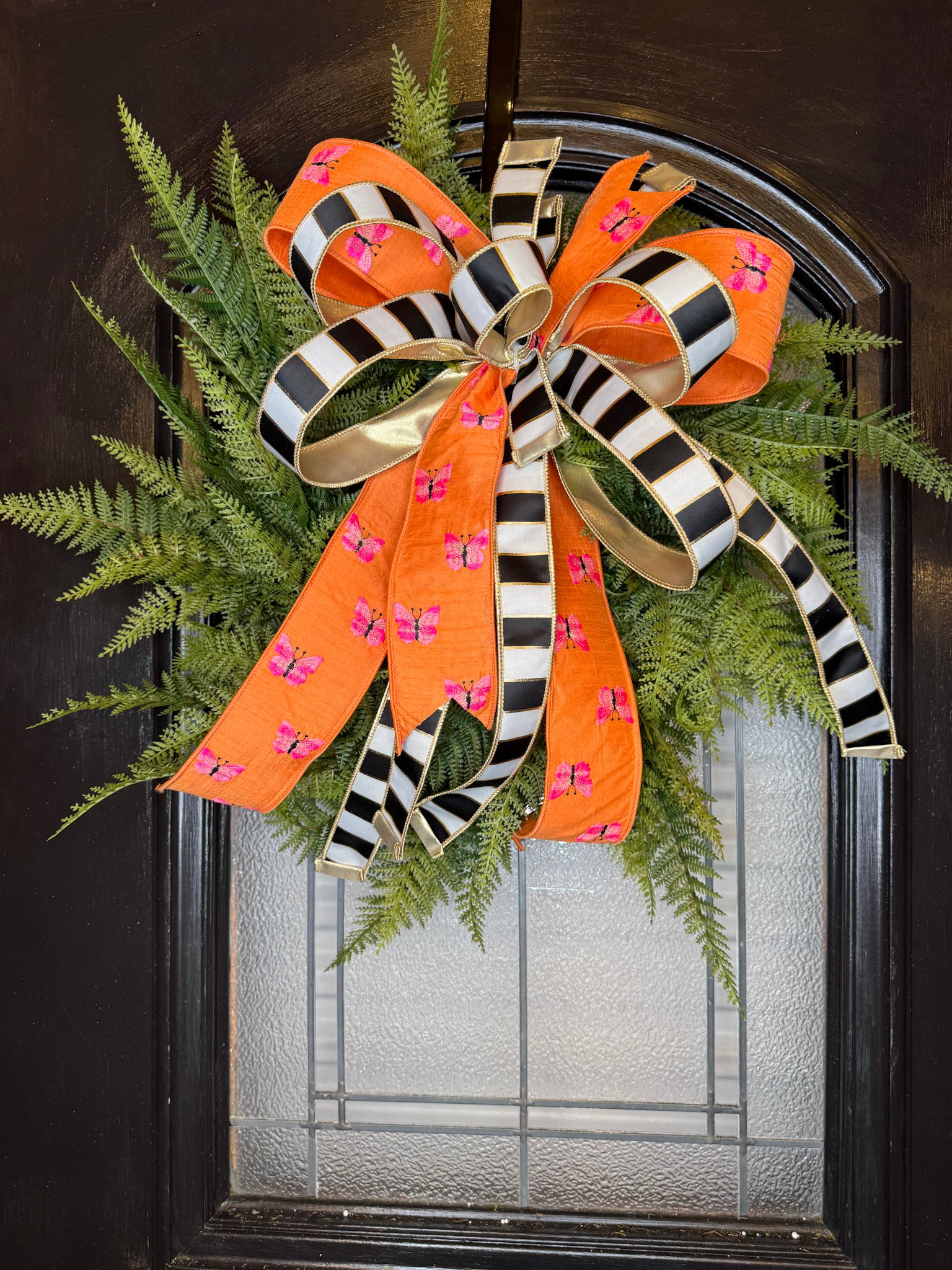 Sweet Butterfly Summer Bow and Small Fern Wreath