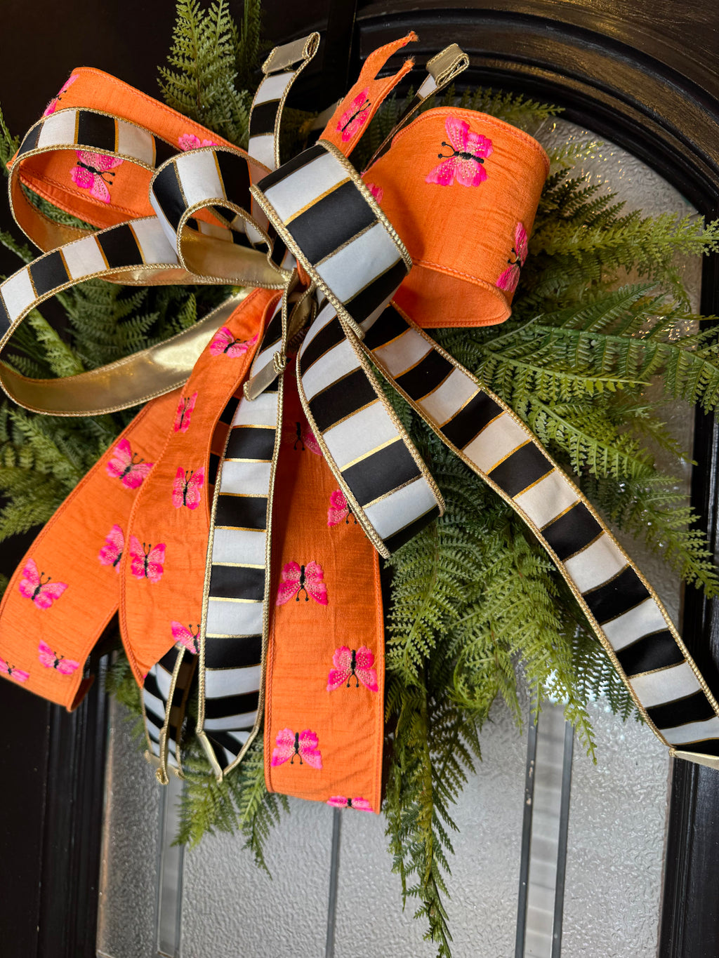Sweet Butterfly Summer Bow and Small Fern Wreath