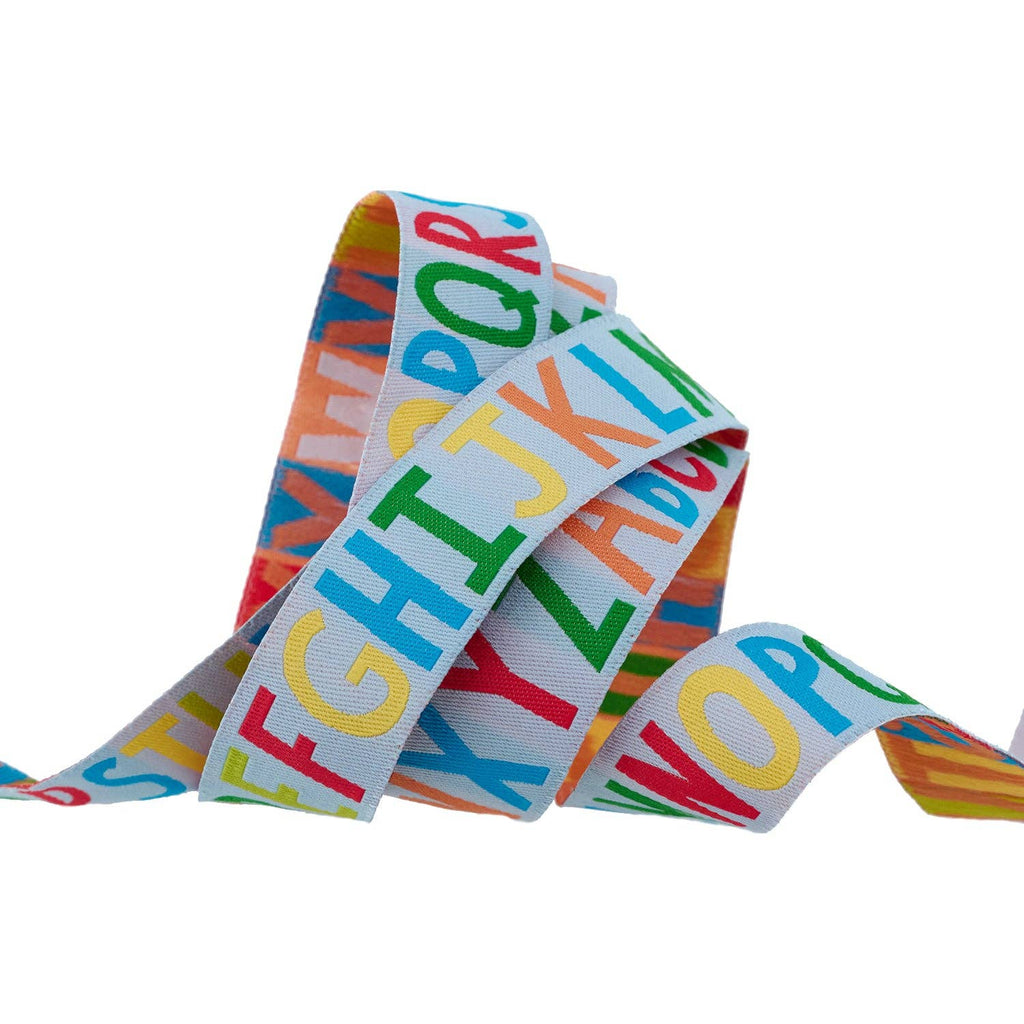Alphabet Soup in Bright Sky - 7/8" width - Back to School by Stacy Iest Hsu - 15 Yard Spool