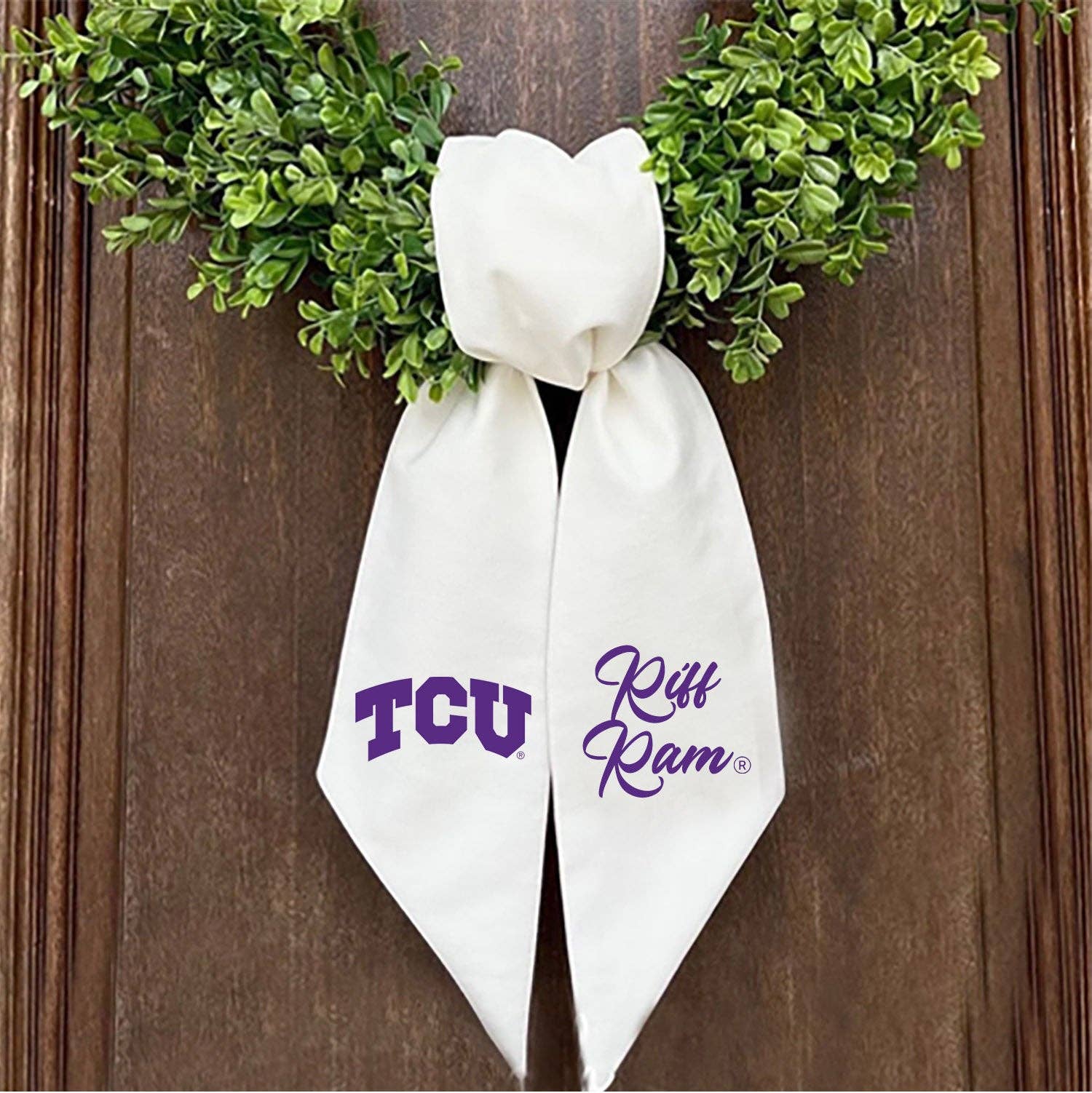TCU Logo Embroidered Wreath Sash