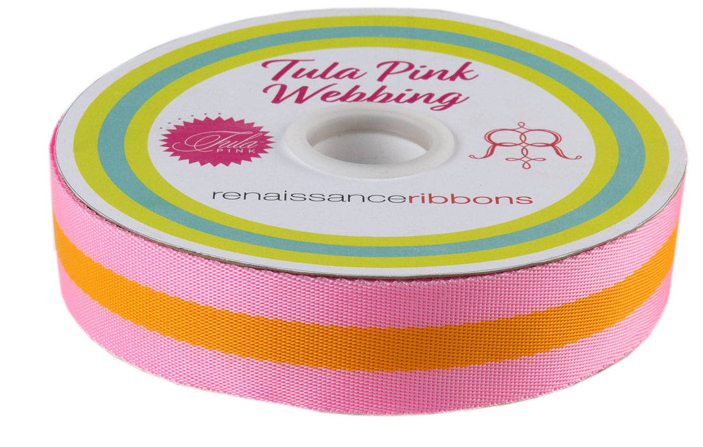 Pink and Orange - 1.5" Nylon Webbing - by Tula Pink - 16 Yard Spool