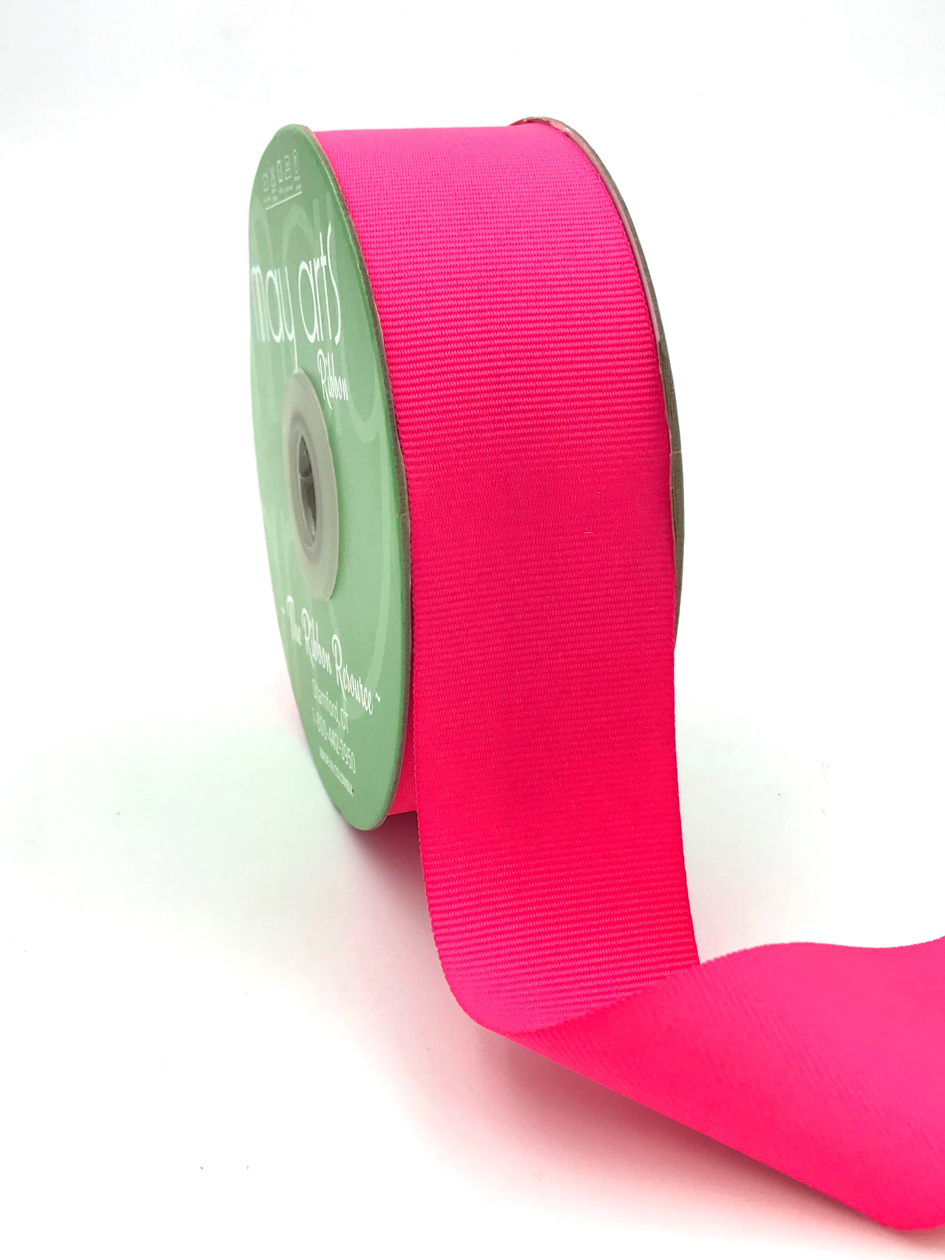 1.5" Neon Fuchsia Woven Grosgrain Ribbon