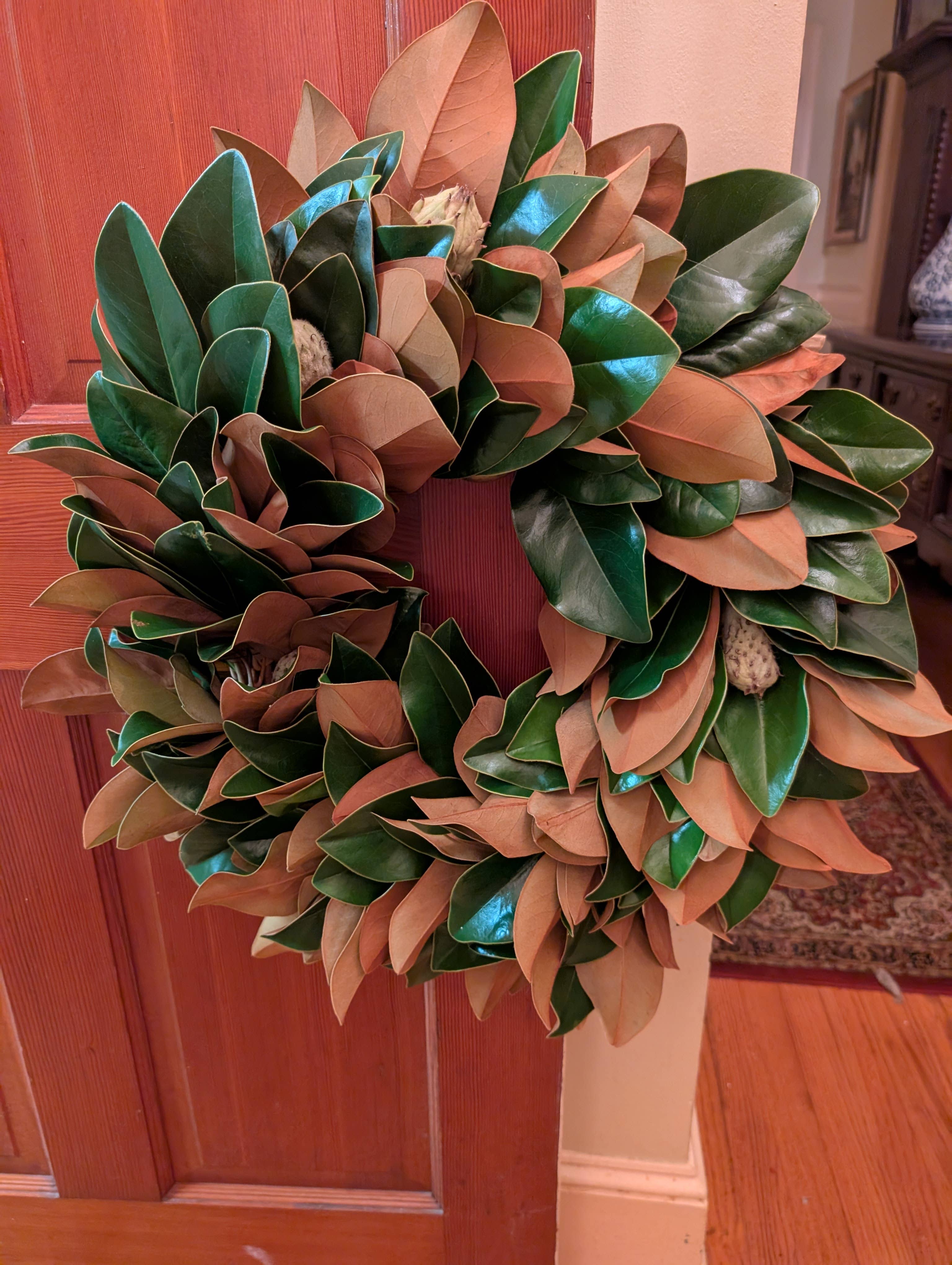 The Classic 30-inch Lucknow Southern Fresh Magnolia Wreath: 20-inch