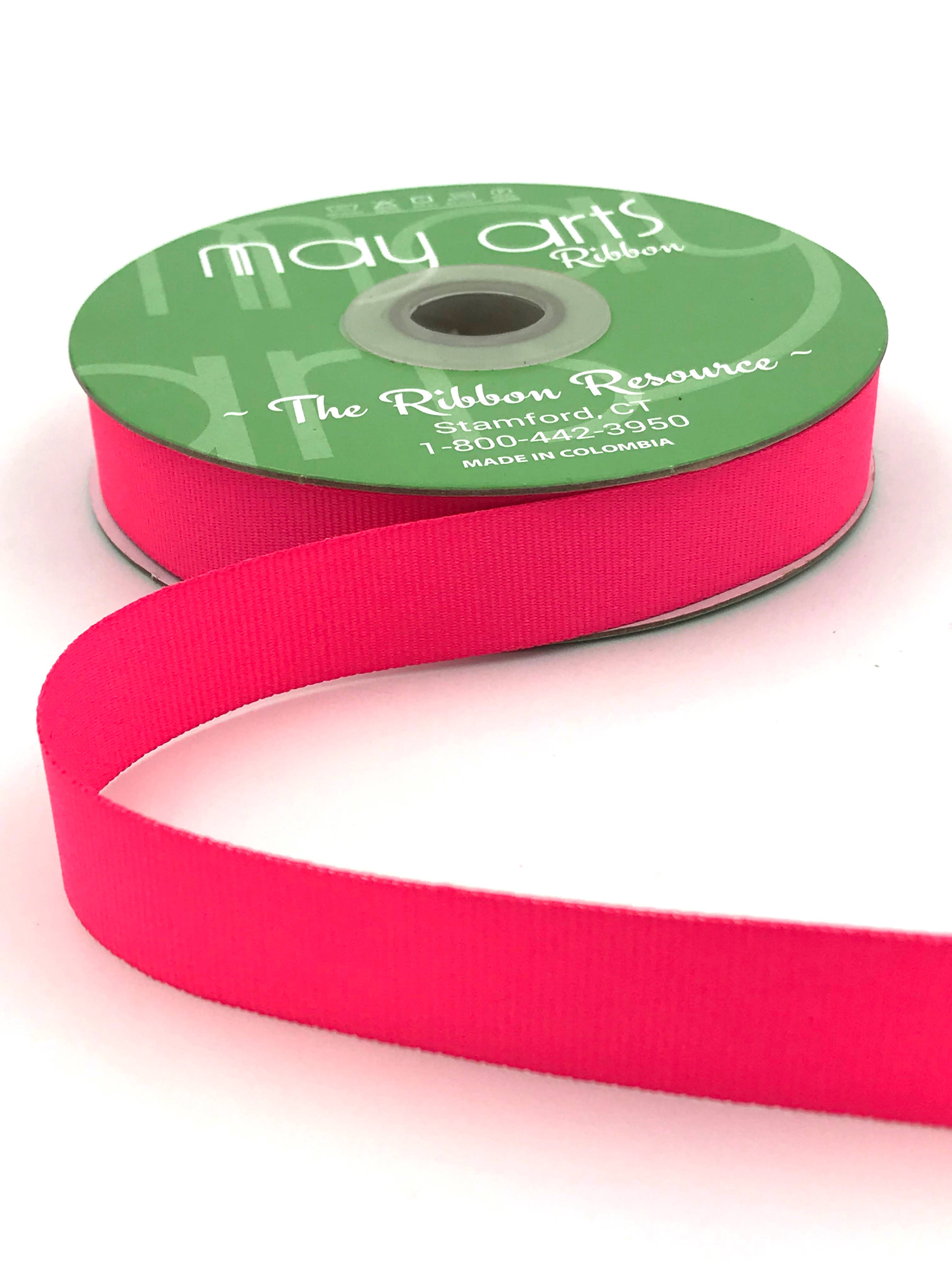 3/4" Neon Fuchsia Woven Grosgrain Ribbon