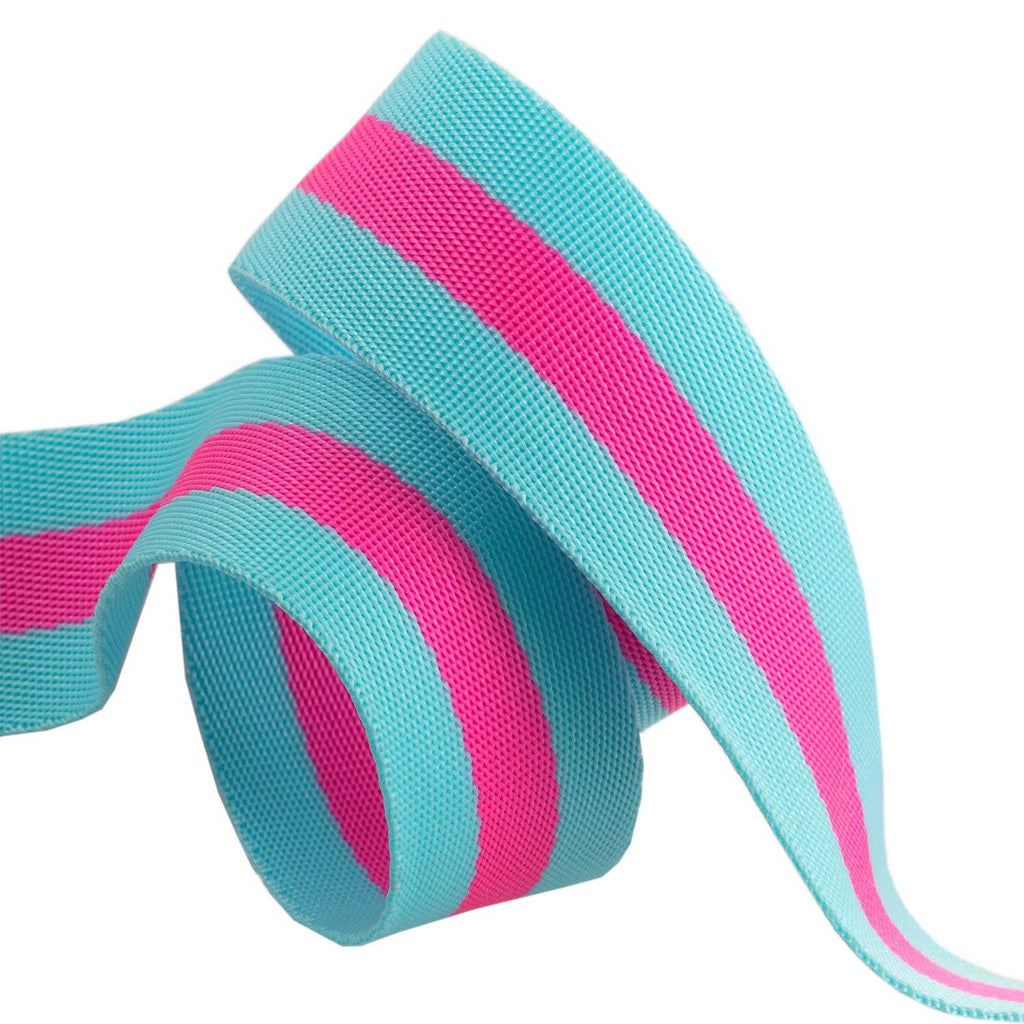 Aqua and Hot Pink - 1.5" Nylon Webbing - by Tula Pink - 16 Yard Spool