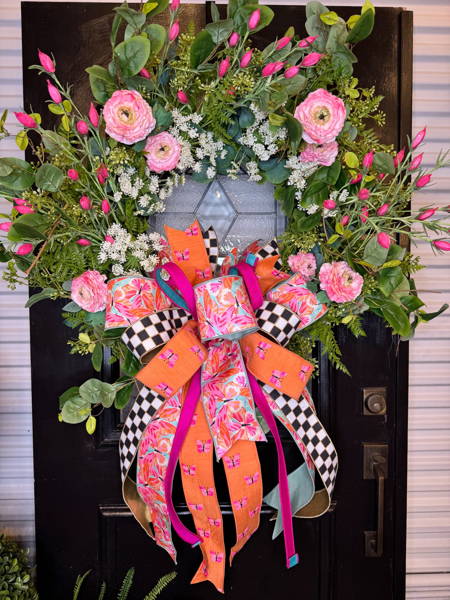 Southern Flutter Bow and Floral Wreath