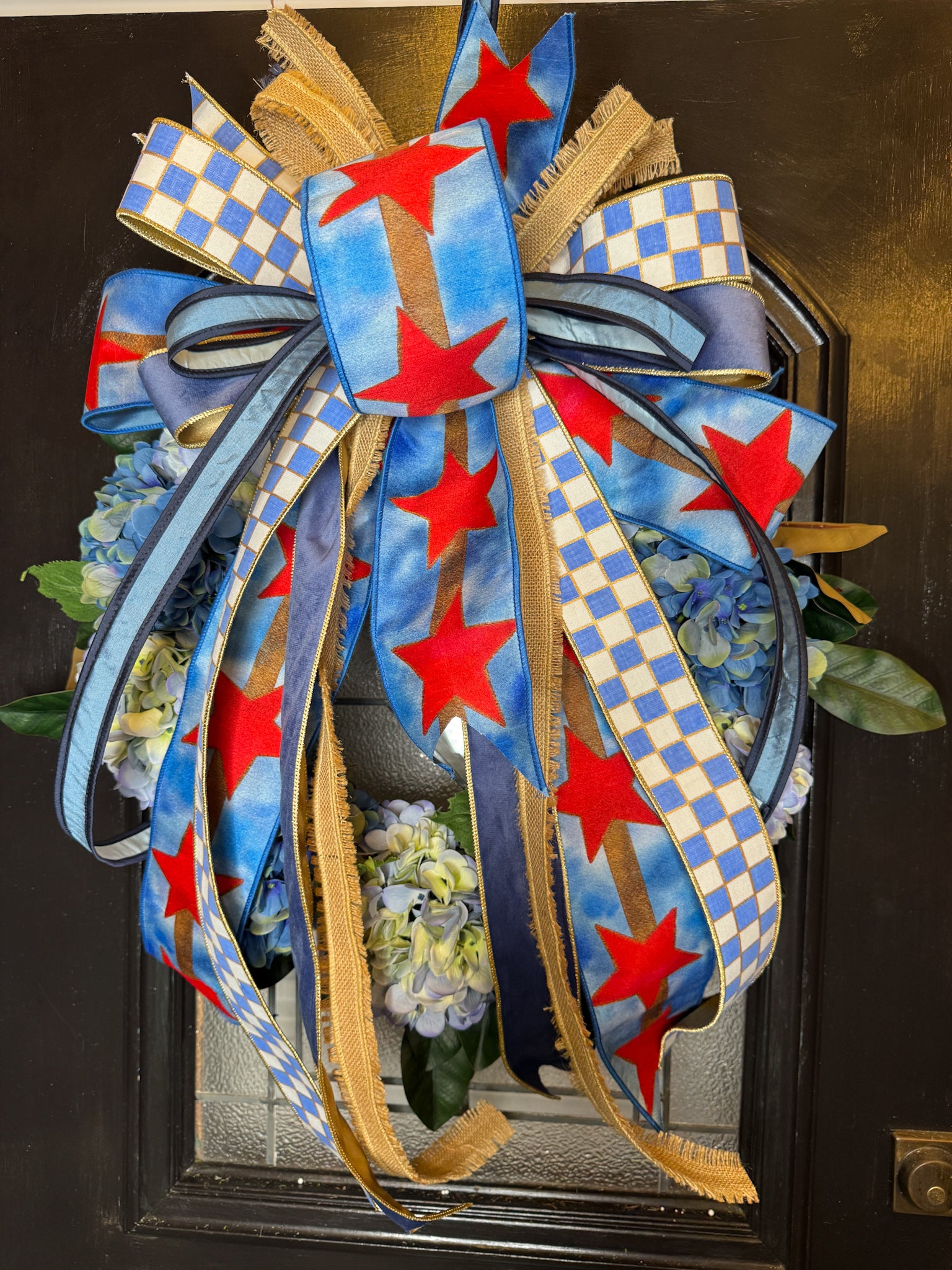 Grand Glory Bow and Hydrangea Wreath