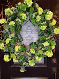 33" Snowball Wreath Green