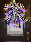 Envious Purple Bow & Hydrangea Wreath
