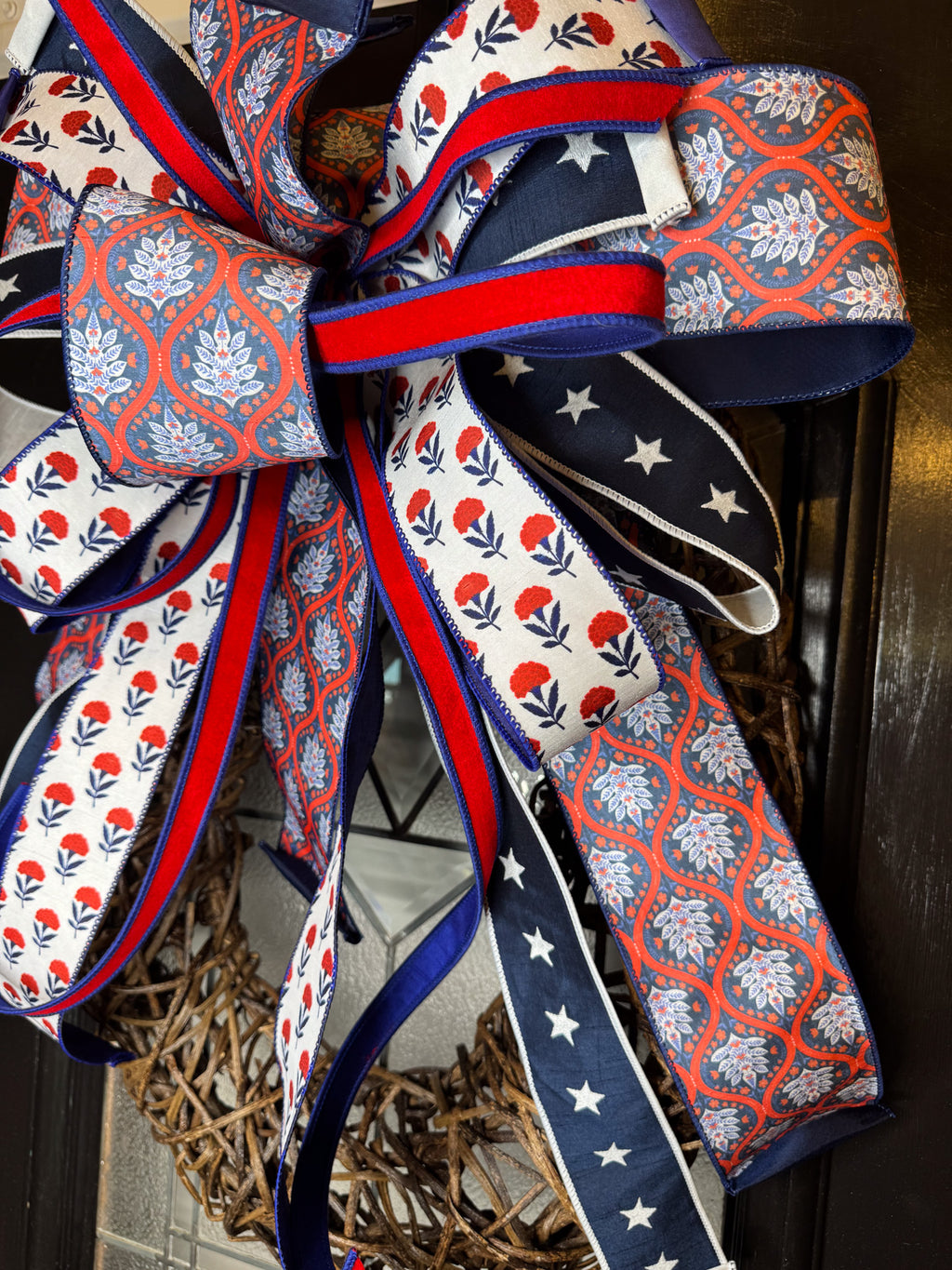 Fireworks Show Bow and Twig Wreath