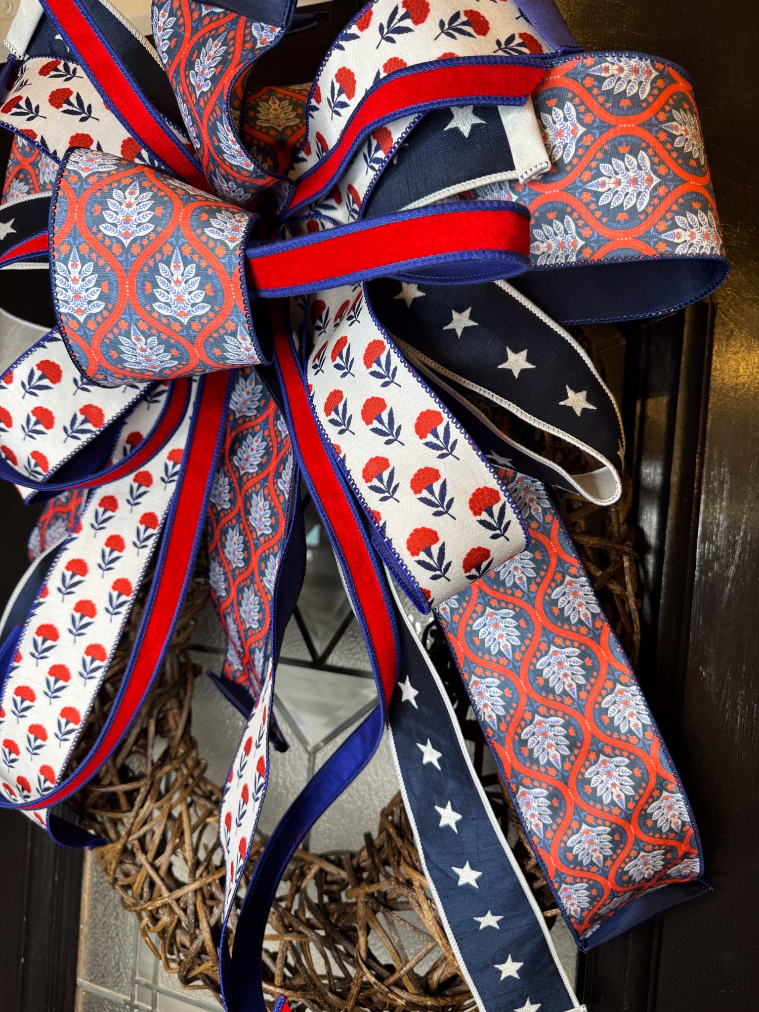Fireworks Show Bow and Twig Wreath
