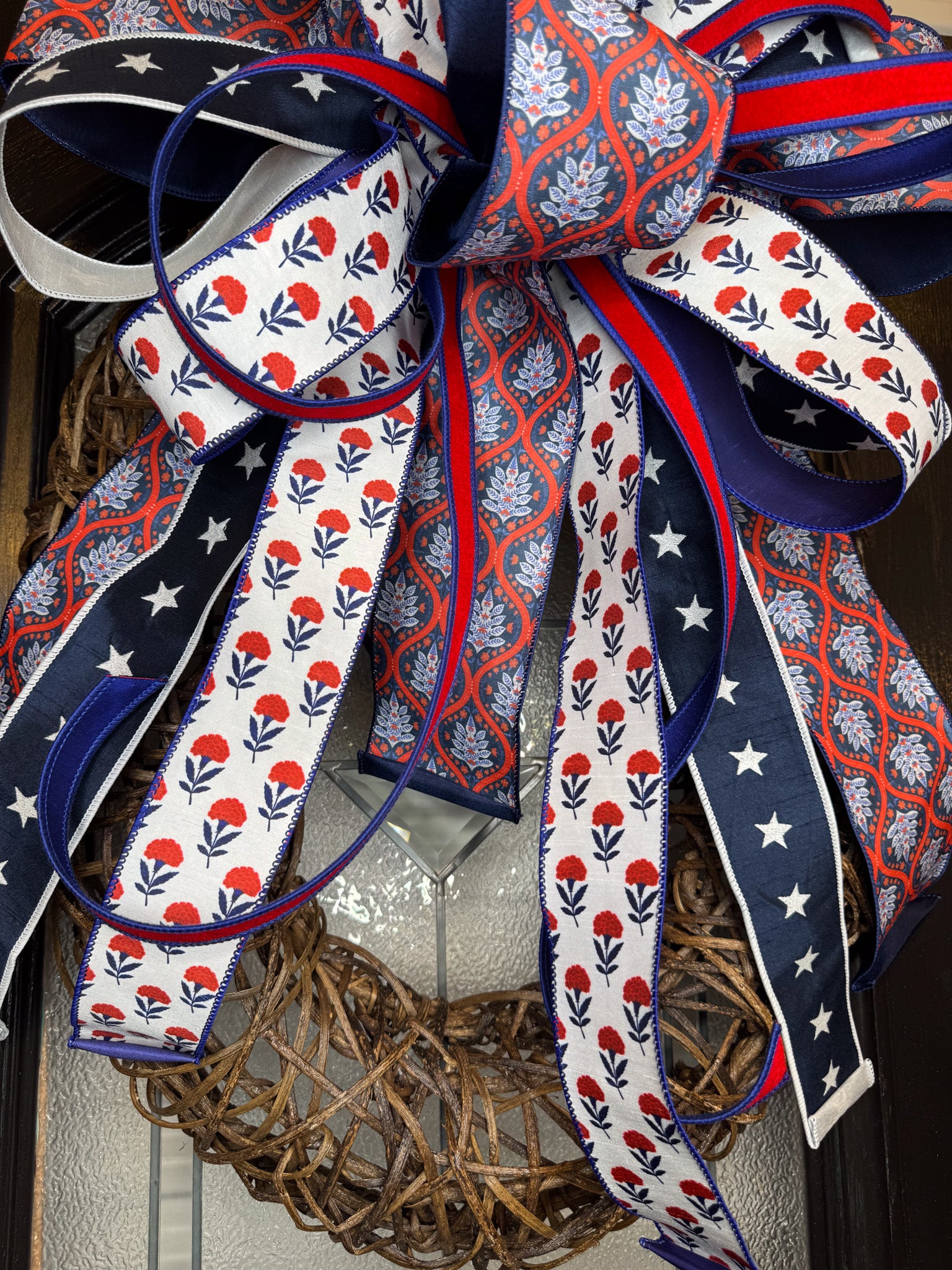Fireworks Show Bow and Twig Wreath