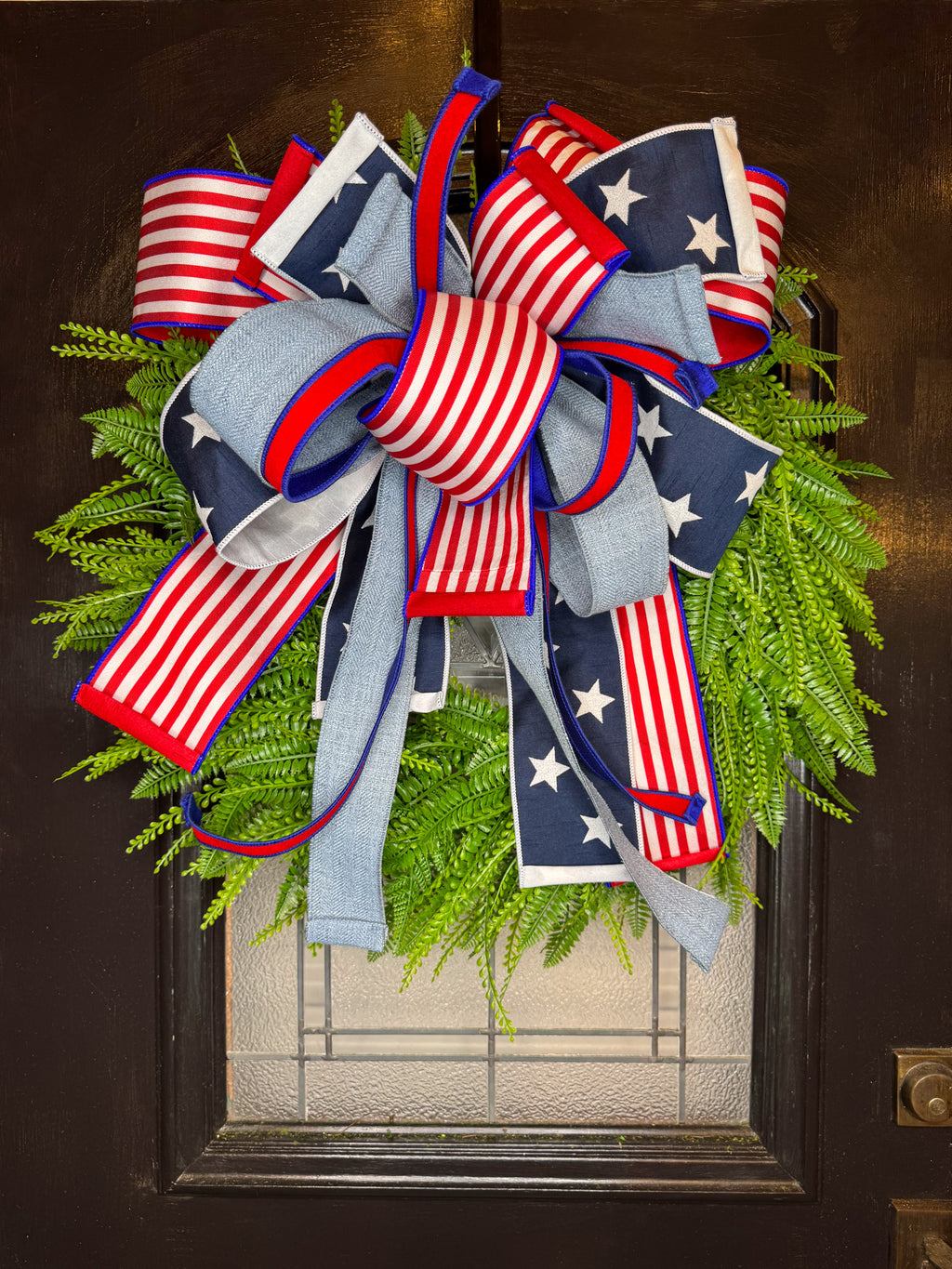 All American Girl Bow & Beaded Grass Wreath