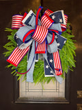 All American Girl Bow & Beaded Grass Wreath