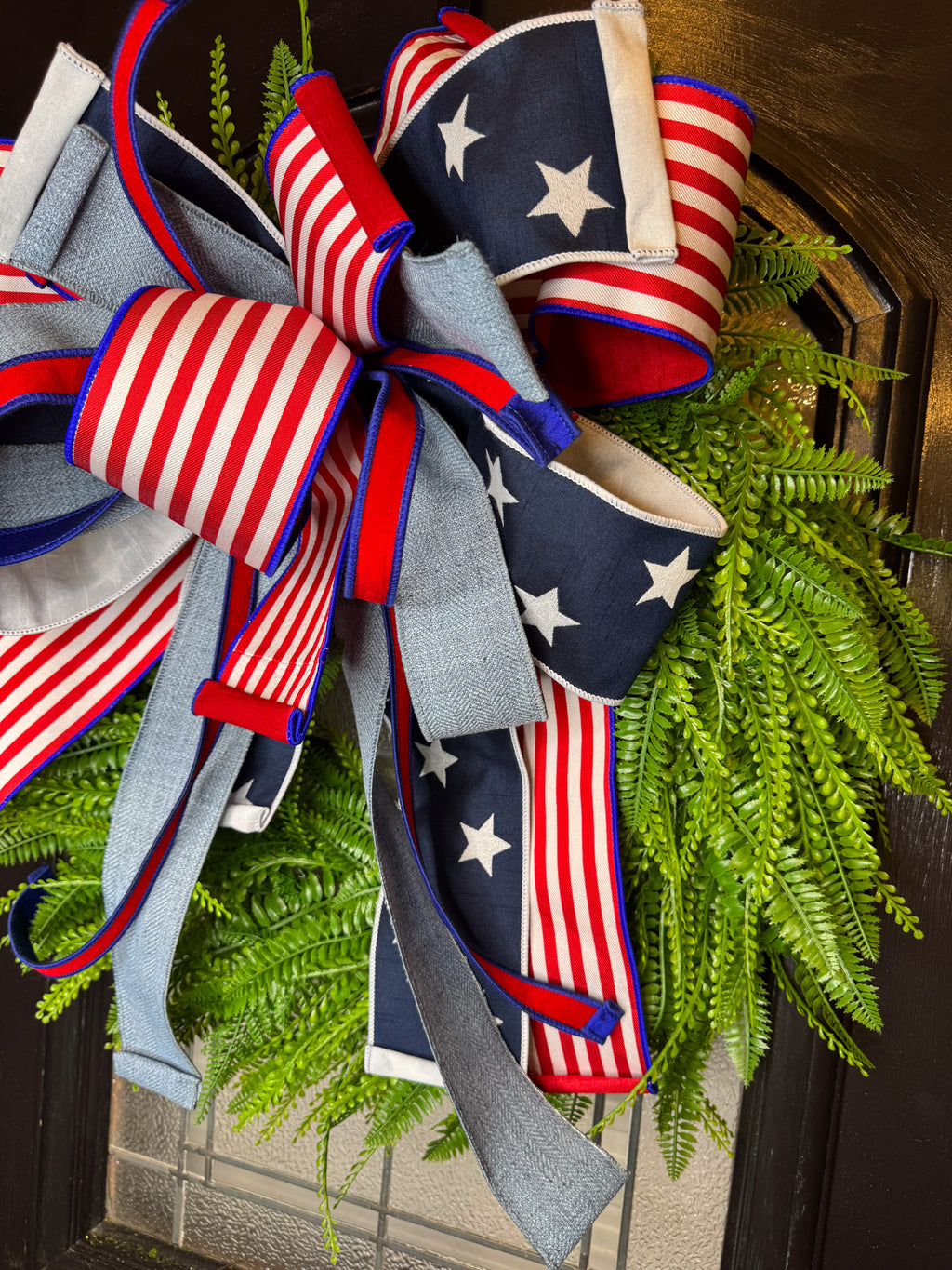 All American Girl Bow & Beaded Grass Wreath