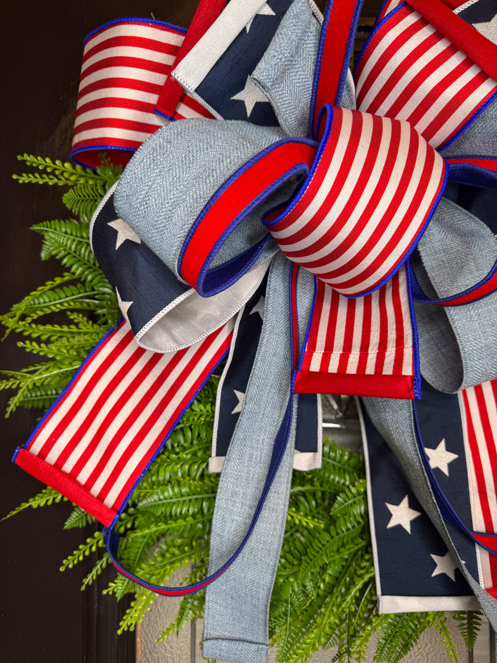 All American Girl Bow & Beaded Grass Wreath