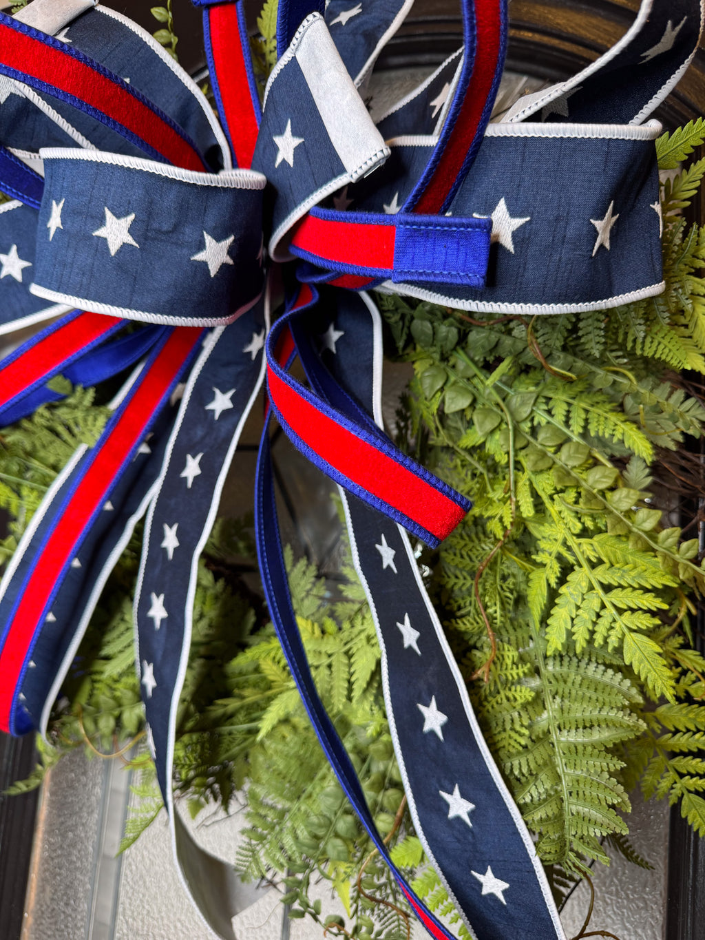 Stars & Stripes Bow and Fern Wreath