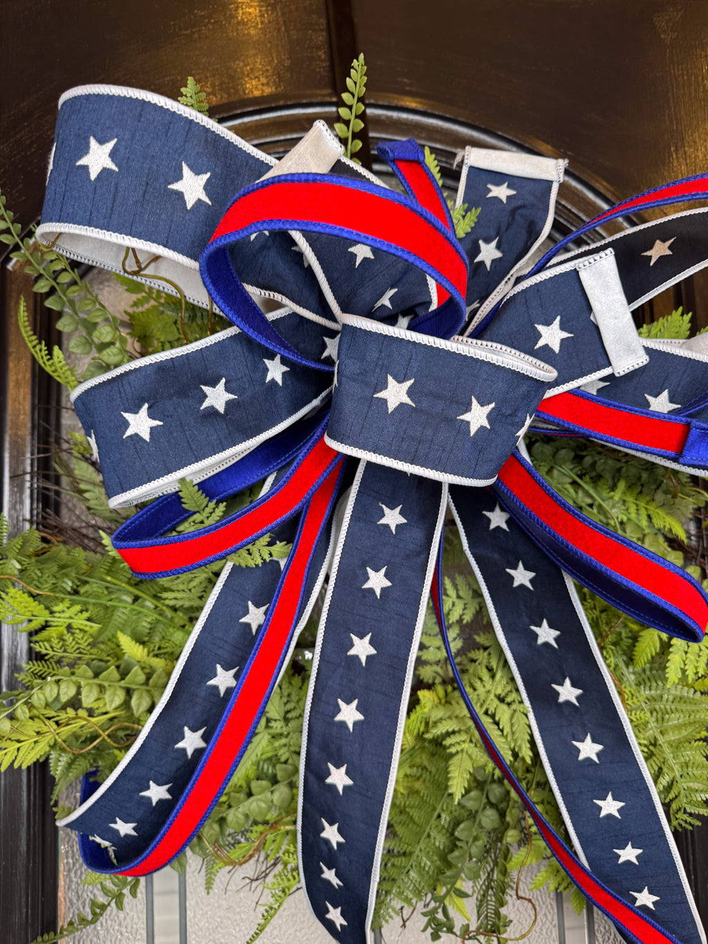 Stars & Stripes Bow and Fern Wreath