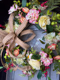 Timeless Jute Bow with Floral Wreath