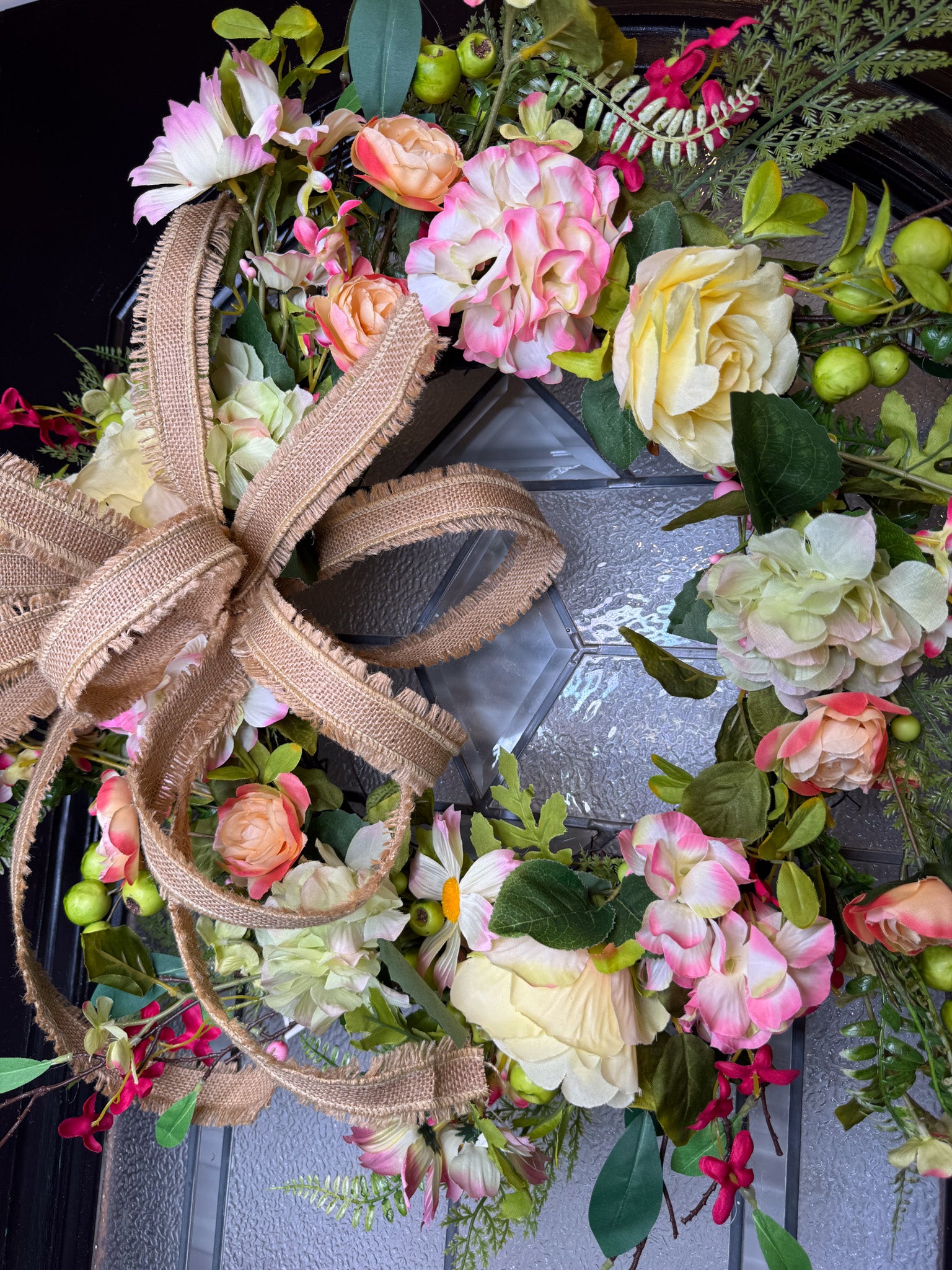 Timeless Jute Bow with Floral Wreath