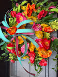 Beach Vacay Bow with Hibiscus Wreath