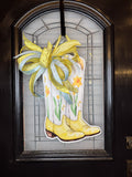 Reversible Blue & Yellow Cowgirl Boot Doorhanger w/Bow