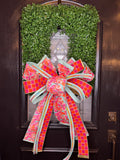 Bright Butterfly Bow & Rectangle Boxwood Wreath