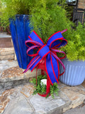 Red Lantern Medium with Patriotic Bow and Greenery