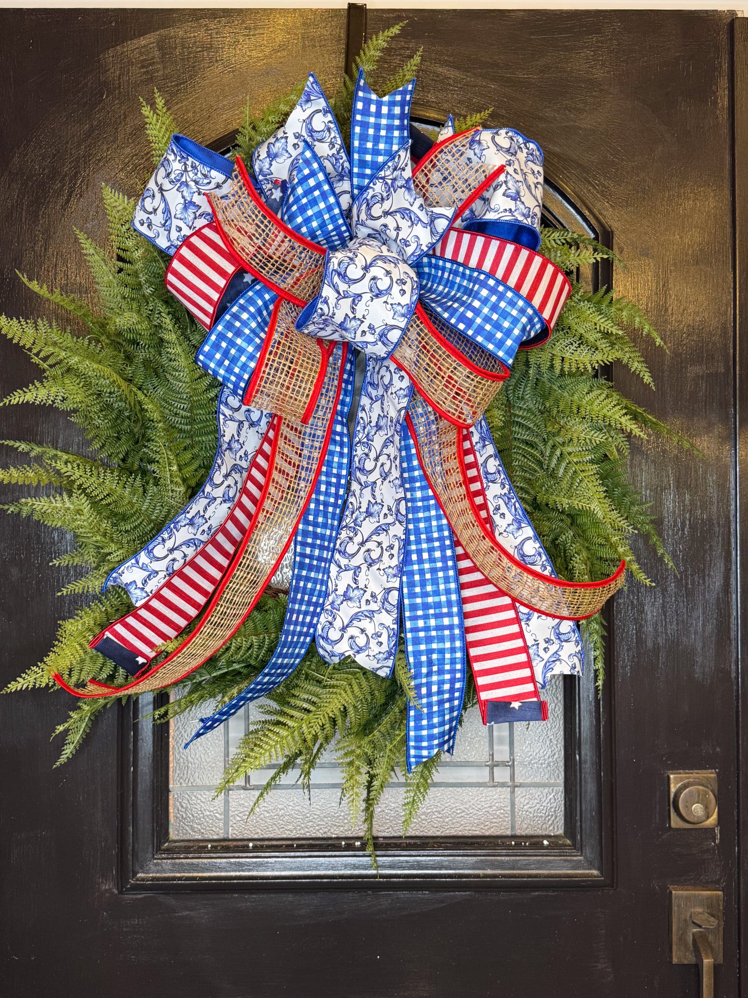 Born In the USA Bow on Fern 24" Wreath